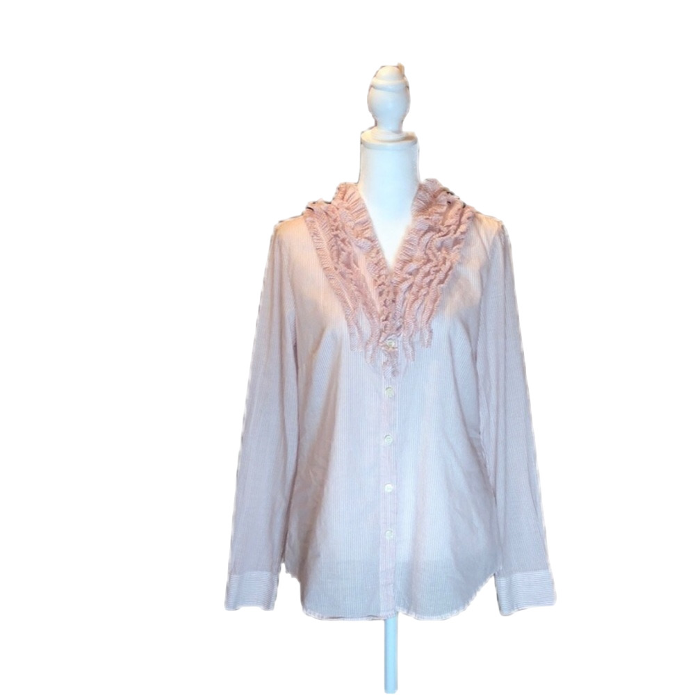 𝅺J. CREW FACTORY Light Pink Pin-Striped Button Down Size S